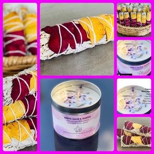 WhiteSage infused candle with crystals with Sage